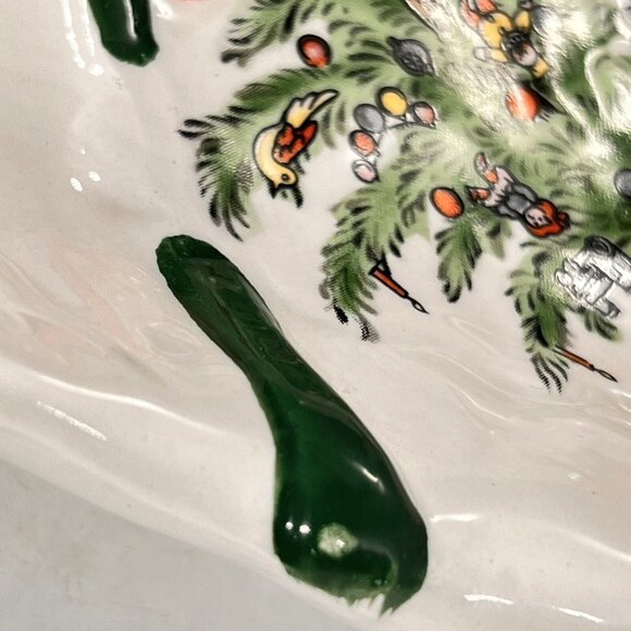 CHRISTMAS KRINGLES Dept 56 Ceramic Santa Platter Tray Hand Painted Japan Vtg - Picture 10 of 12